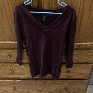 Style & Co. Women's V-Neck Sweater - Dark Purple